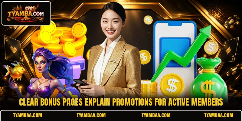 Clear bonus pages explain Promotions for active members