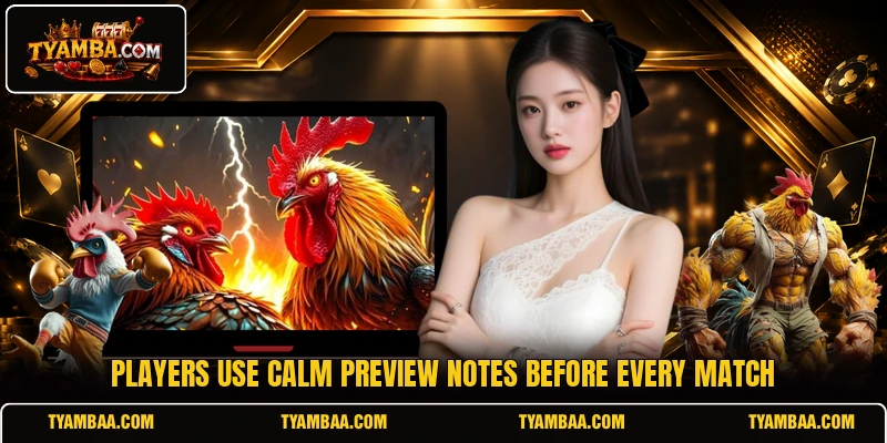 Players use calm preview notes before every match Players use calm preview notes before every match